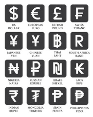 Most popular currency symbols with country name. Most popular sixteen currency symbols with country name