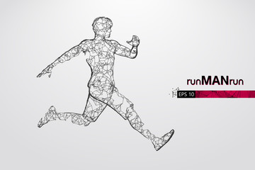 Abstract silhouette of a wireframe running athlete, man on the white background. Athlete runs sprint and marathon. Convenient organization of eps file. Vector illustration. Thanks for watching