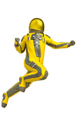 astronaut explorer is ready to punch in white background