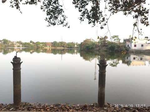 view of the lake in the gharuan Mohali Punjab india, reflection in the pond