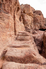 Ancient rock-cut stairs, Royal Tombs of Petra, Jordan