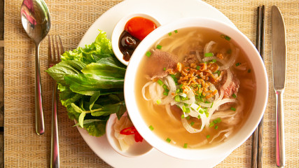 Pho noodle, Vietnamese rice noodle soup
