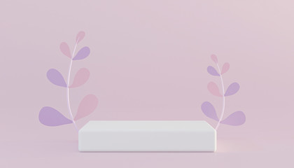 White cube podiums on pastel background. Abstract minimal scene with geometrical. Scene to show cosmetic products presentation. Mock up design empty space. Showcase, shopfront, display case. 3d render