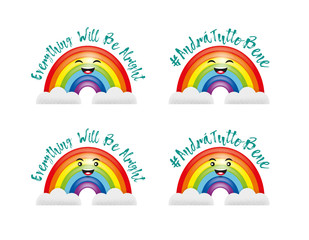 RAINBOW HAPPY COVID Everything Will Be Alright / Andrà Tutto Bene ENG/ITA - Emoticon Icon Emoji VECTOR - JPEG