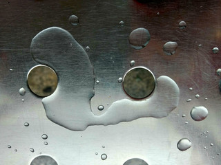 water drops on metal surface