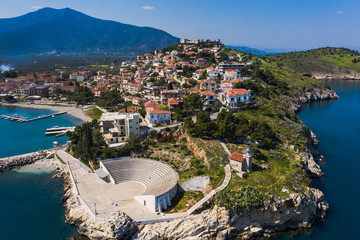 Paralio Astros cityscape, view from drone, Arcadia, Greece