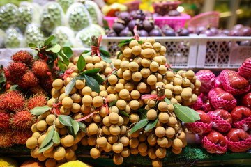 Longan fruit on the window in the market.