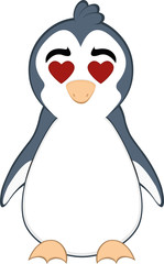Vector illustration of a cartoon penguin in love