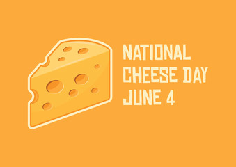 National Cheese Day vector. Piece of cheese vector. Cheese icon isolated on a yellow background. Cheese Day Poster, June 4. Important day