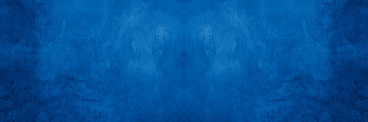 Old wall pattern texture cement blue dark abstract  blue color design are light with black gradient background.