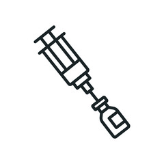 Syringe Injection outline icon - Minimal Drug equipment - Medical symbol - Vector