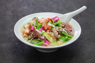 Nagasaki champon noodle soup, Japanese ramen dish