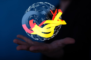 Abstract of germany map network, internet and global connection concept, Wire Frame 3D