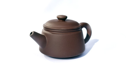 Chinese clay teapot with wite background