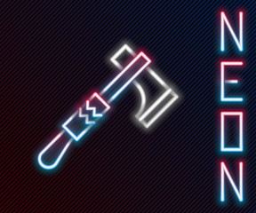 Glowing neon line Native american tomahawk axe icon isolated on black background. Colorful outline concept. Vector Illustration