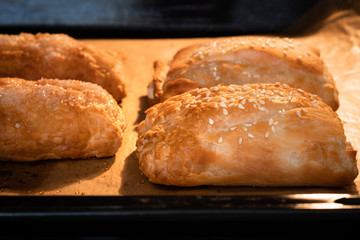 oven-puff pastry, hot, crispy cakes, homemade breakfast,
