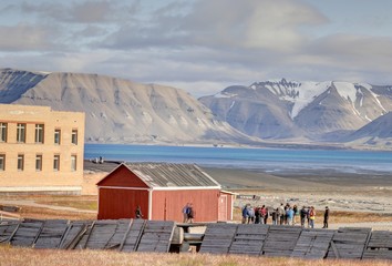Pyramiden, ancienne ville soviétique au Svalbard (Spitzberg) en Norvège