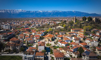 Panoramic view of Trikala city. Its a city in northwestern Thessaly, Greece, and the capital of the Trikala region.
