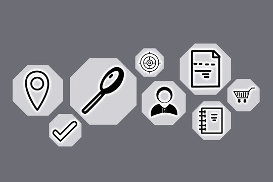 Search inquiries. Set of different icons on grey background