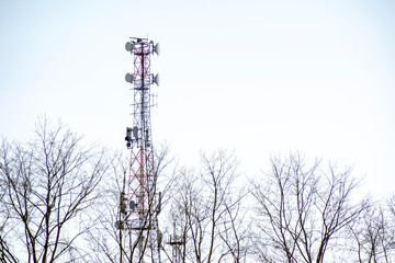 Cell tower and communications as a symbol of the future development of the world.