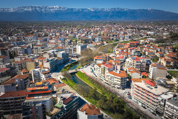 Fototapeta premium Trikala, Greece, panoramic view. At the background lay the Tzoumerka mountains.
