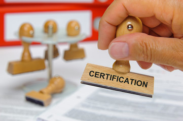 certification printed on rubber stamp