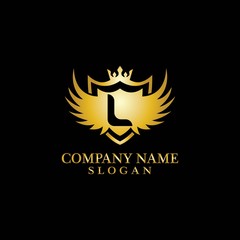 Letter L Shield, Wing and Crown for Business Logo Template Design Vector, Emblem, Design concept, Creative Symbol, Icon