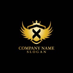 Letter X Shield, Wing and Crown for Business Logo Template Design Vector, Emblem, Design concept, Creative Symbol, Icon
