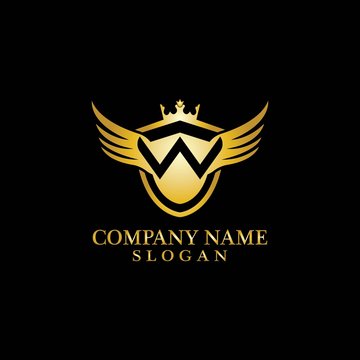 Letter W Shield, Wing and Crown for Business Logo Template Design Vector, Emblem, Design concept, Creative Symbol, Icon
