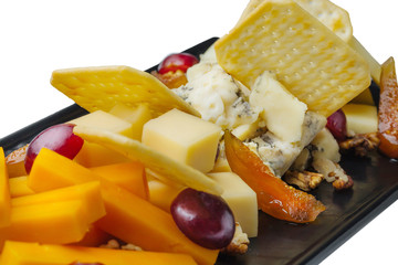 Cheese and crackers on a plate