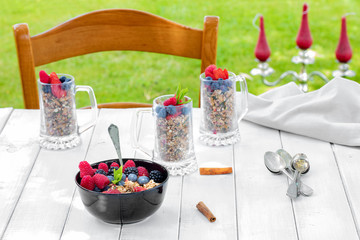 Breakfast table in the garden