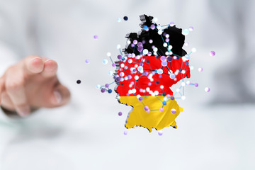 map of Germany. Wire frame 3D mesh