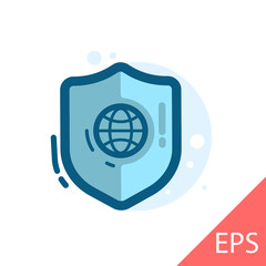 Global Secure Shield. Vector modern line design illustration icon