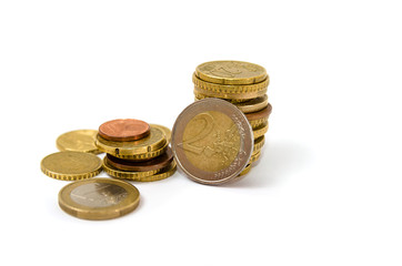 stack of coins isolated on a white background.