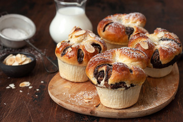 Homemade Chocolate buns with Chocolate and Nuts