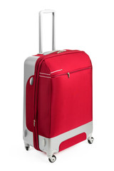 red suitcase isolated on white