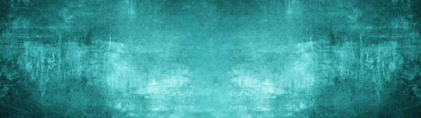 Abstract dark aquamarine turquoise concrete stone paper texture background banner, trend color 2020
