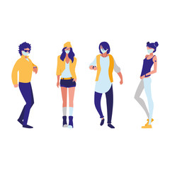 people in the city wearing face mask