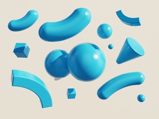 Geometric shapes on a plain background. 3D Rendering