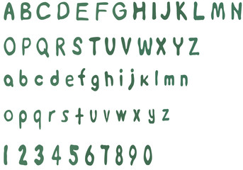 Set eco green letters and numbers.
