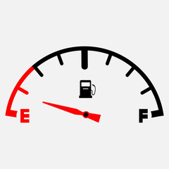 The concept of a fuel indicator, gas meter. Fuel sensor. Car dashboard. Vector illustration on white background. Gas gauage icon. Vector