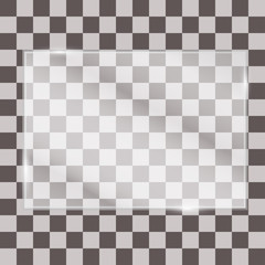 Glass plate on transparent background. Realistic transparent glass window in rectangle frame. Vector