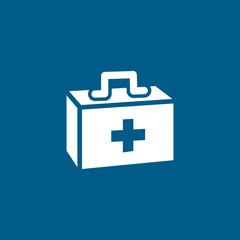 First Aid Box Icon On Blue Background. Blue Flat Style Vector Illustration