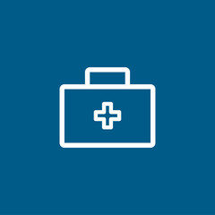 First Aid Box Line Icon On Blue Background. Blue Flat Style Vector Illustration
