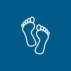 Fototapeta na wymiar Footprint Line Icon On Blue Background. Blue Flat Style Vector Illustration