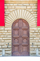 decorated and ancient door of historic building