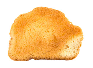 fried toast bread on a white plate, isolated.