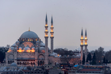 The Suleymaniye Mosque, as seen from the Galata Bridge