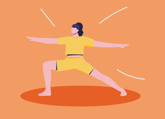 flat vector illustration of girl doing yoga