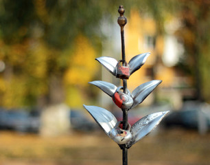 steel twig with locks in the park